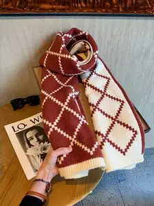 Women's Christmas Scarf, Winter New Year Anakara Long Knitted Shawl Wrap, Versatile Fashion Accessory for Holiday Season