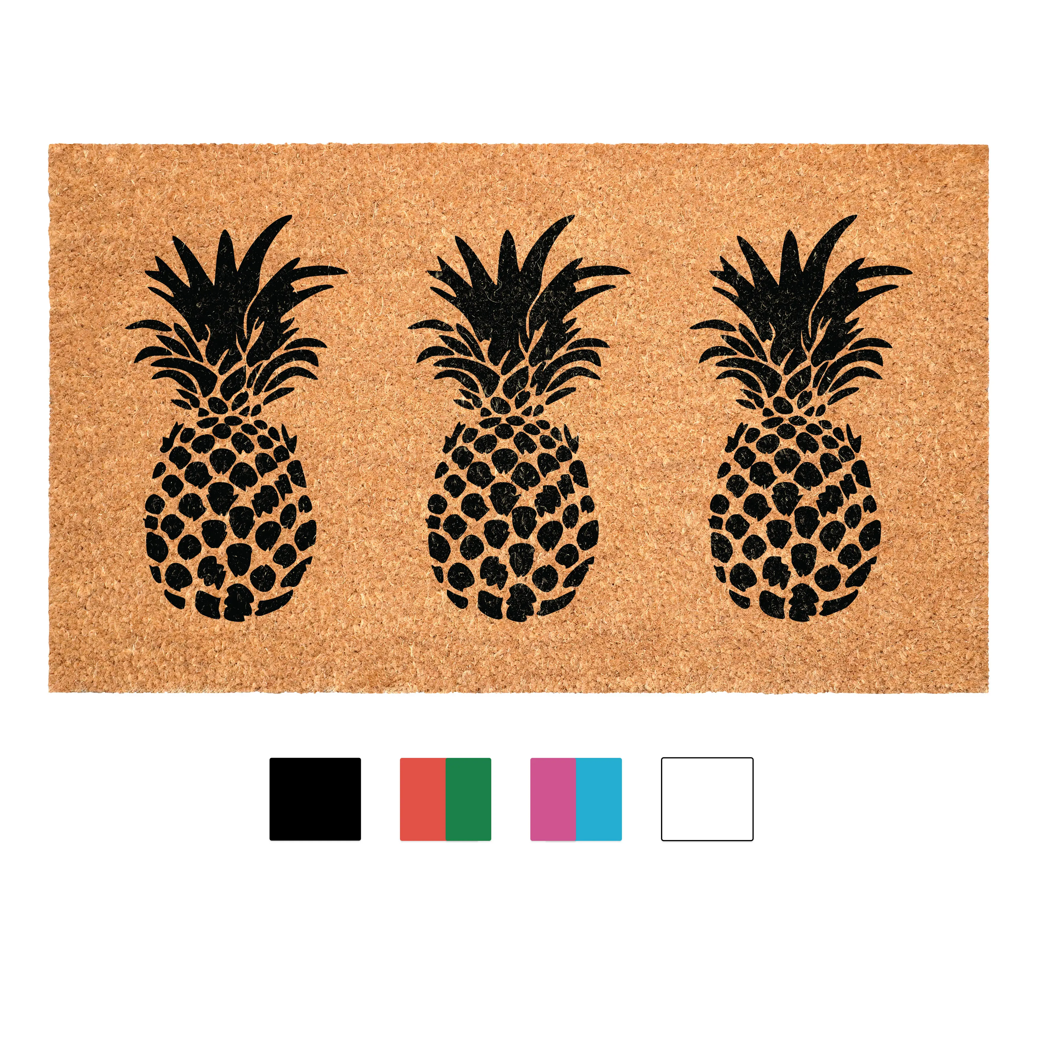 3 Pineapples Doormat - Brown Background with Black and White Southern Mix Design, Tropical Vibe Household Doormat for Home Decor, Entryway Use, Three Pineapples