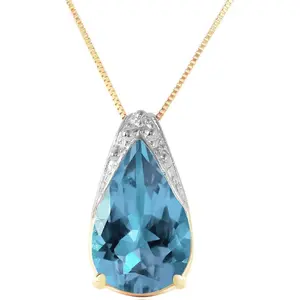 Galaxy Gold GG Genuine 14k Solid Gold Necklace with 6 Carat (CTW) Natural Blue Topaz Pendant