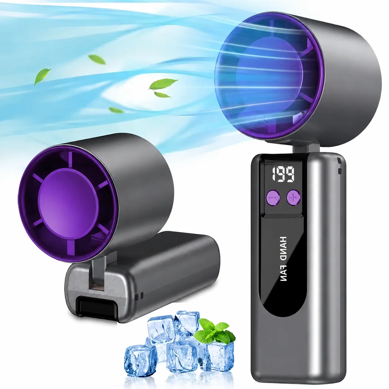 Cordless Portable Handheld High-Speed Fan, 199 Adjustable Levels, Folding Design for Summer Travel & Outdoor Activities (Home Appliance Vacation Essential)