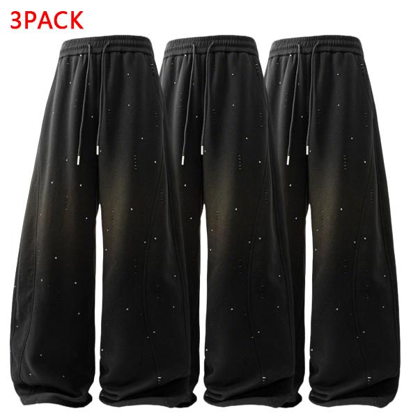3PACK Men's Premium Sparkle Wide Leg Pants, Casual Drawstring Baggy Trousers, Perfect for Club, Party, Daily & Streetwear