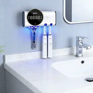 Wall-Mounted Toothbrush and Razor Sanitizer with Detachable Design, UV-C Toothbrush Cleaner with LED Screen, Personal Care Appliance Gift