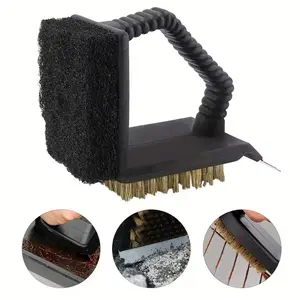 Multifunctional BBQ Cleaning Brush, 3-In-1 Stainless Steel Design, Ideal for Oven & Kitchen Use, Durable Metal Construction