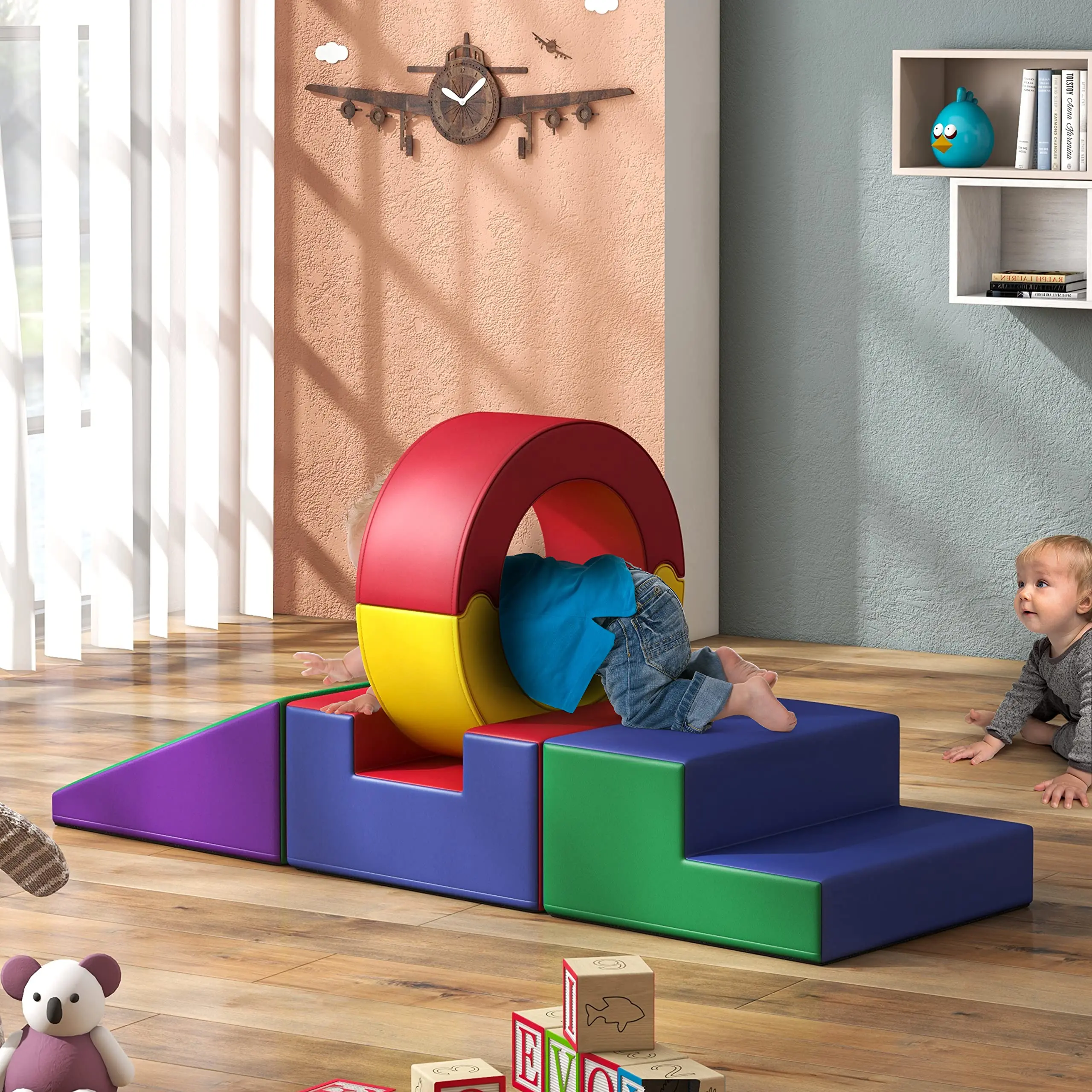 Topwin Round Construction Stacking Blocks - Stackable Modular Assembly Buildable Blocks Kit for Open Ended Play, Creative Learning & Christmas Gifting, Assembly Blocks Set