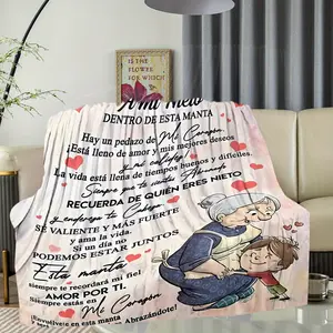 [Spanish Letter Pattern Blanket] Modern Spanish Letter Pattern Blanket - Machine Washable, Comfortable for Napping, Home, Office and Outdoor Camping-280GSM