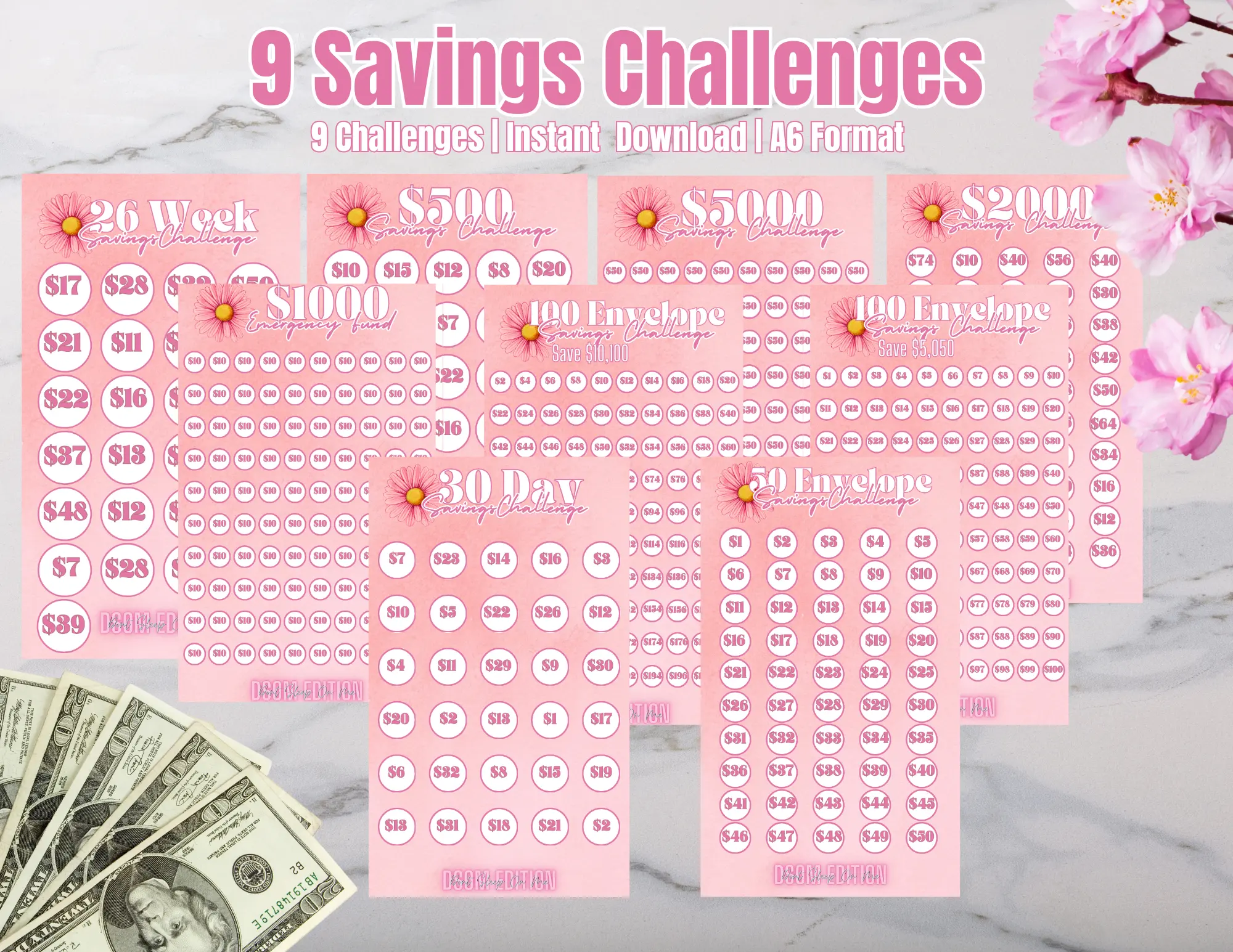 Savings Challenge Starter Set - 9 Trackers Bundle | A6 Format | save $25,000+