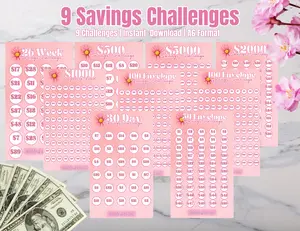 Savings Challenge Starter Set - 9 Trackers Bundle | A6 Format | save $25,000+