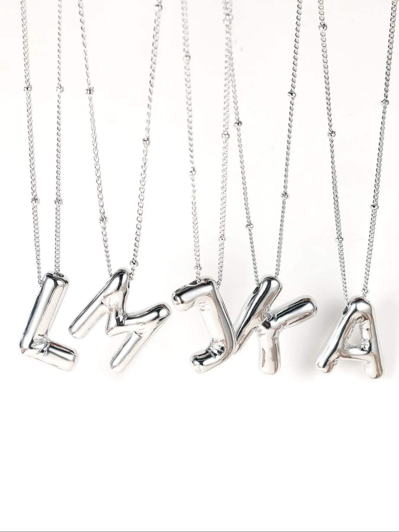 Summer Fashion Balloon Letter Charm Alloy Pendant Necklace, Fashion Bubble Letters Necklace for Party, Daily, Trendy Casual Jewelry, Initial Daily Wear Necklace, Custom Initial Necklace, Fashion Cool Accessories, Casual Style Necklaces