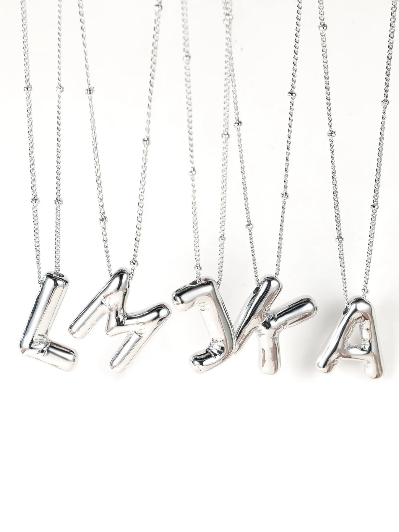 Summer Fashion Balloon Letter Charm Pendant Necklace, Fashion Bubble Letters Necklace for Party, Daily, Back To School, Trendy Casual Trendy Jewelry,