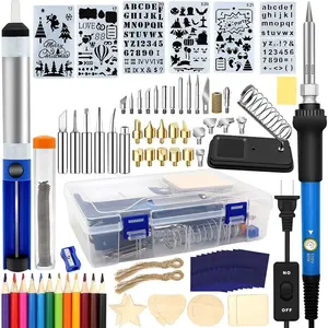 Wood Burning Kit 95pcs, Soldering Pen with Adjustable On-Off Switch Control Temperature Wood Burning Tool for Embossing, Carving, Soldering Tips, Carrying Box