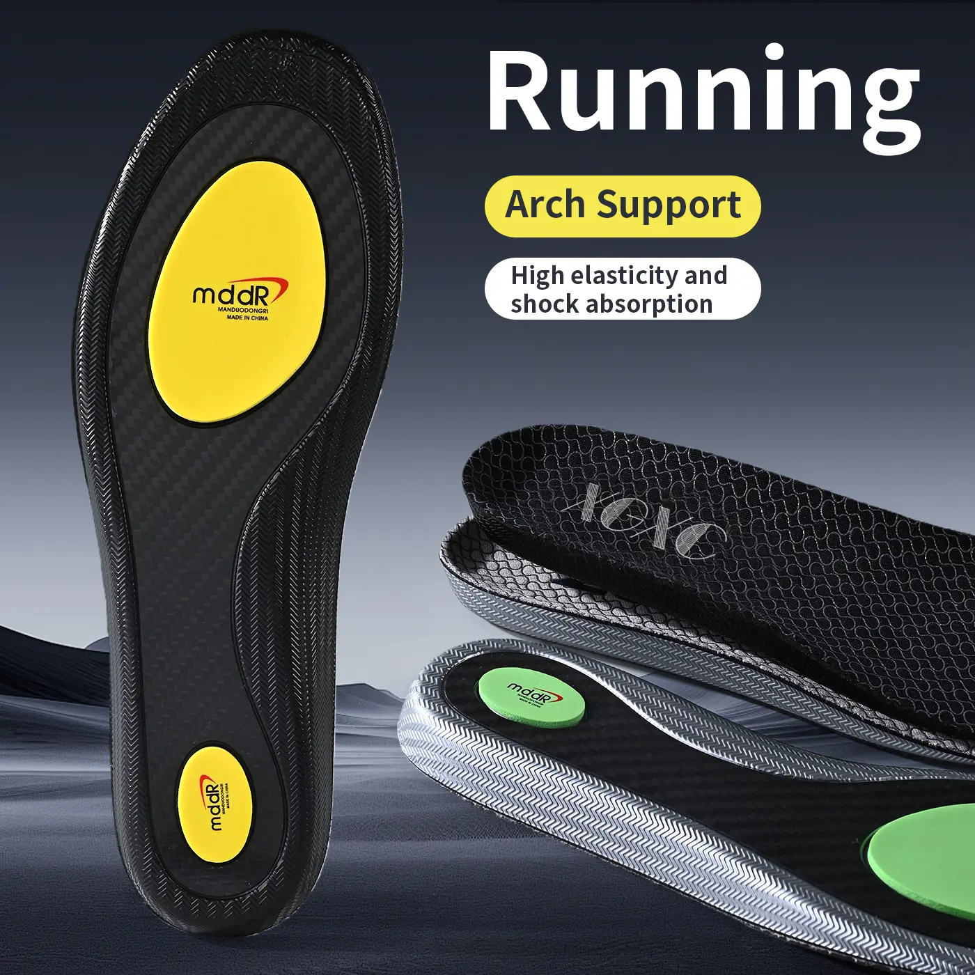 Gold Carbon Fiber Insoles with PU Leather for Athletic Performance, Enhanced Support, and All-Season Cushioning