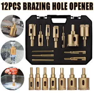 12pcs Diamond Drill Bit Set for Glass, Marble & Stone - 6-35mm Hole Saw Kit with Hand Tools, Granite, Tile, Ceramic
