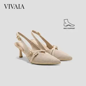VIVAIA Arch Support PointEase Slingback Kitten Heels, Comfortable Pointed-Toe Stilettos Heels, Anti-Rub Blister-Free Dress Shoes, Elegant Professional to Evening Pumps(Adela)
