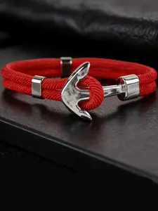 1pc Metal Anchor Cord Bracelet for Men & Women,Multi-layer Vintage Anchor Bracelet Cuff Wrap Rope Wristband,Rope Chain Milan Line Bracelet Versatile Jewelry Gift