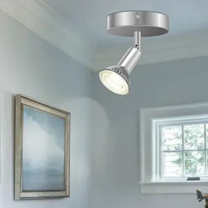 1 Light Track Lighting Spotlight, Flexible Track Lighting Fixture Ceiling, Track Light Ceiling with GU10 Base for Exhibition Hall, Corridor (Bulbs Not Included)