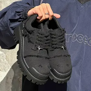 [Men's Chunky Derby] Chunky Platform Derby Shoes |   Men's Thick Non-Slip Rubber Soles, Lace-Up Formal & Casual Shoes for Business, Parties, Everyday - All-Season Versatile Footwear (Black)