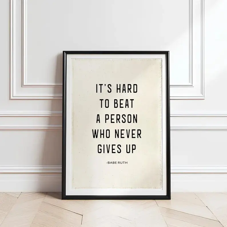 Babe Ruth Quote Poster, Vintage Baseball Wall Art, Sports Decor