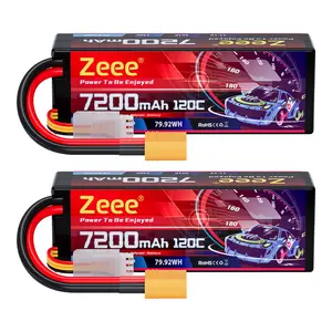 Zeee 3S Lipo Battery 7200mAh 11.1V 120C Hard Case RC Battery with XT90 Connector for 1/8 1/10 Scale Vehicles RC Car Tank Truggy Buggy RC Trucks Boats(2 Pack)
