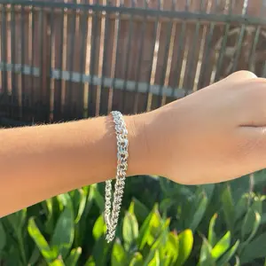 High Quality Color Silver/White Gold Plated 14k Chino Link Water Resistant No Green Skin Size 8.5 Inches 6mm Bracelet