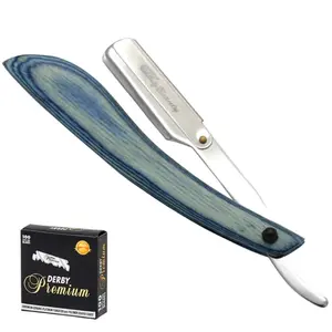 Razor Barber Stylish Wood Handle Stainless Steel Folding Razor Cut Throat Blades