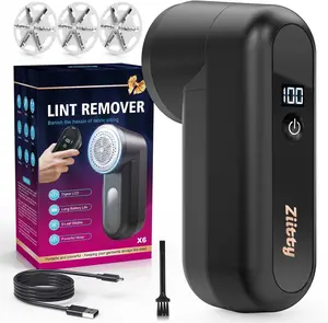 Fabric Shaver, Ziitty Lint Remover for Clothes, Type-C Rechargeable Lint Shaver with LCD Display & 6-Blade, Sweater Shavers to Remove Pilling，Fuzz..