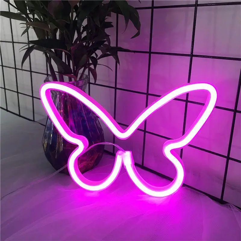 Butterfly Shaped LED Neon Light, Decorative Light for Room Wall Decor Birthday Gift Idea