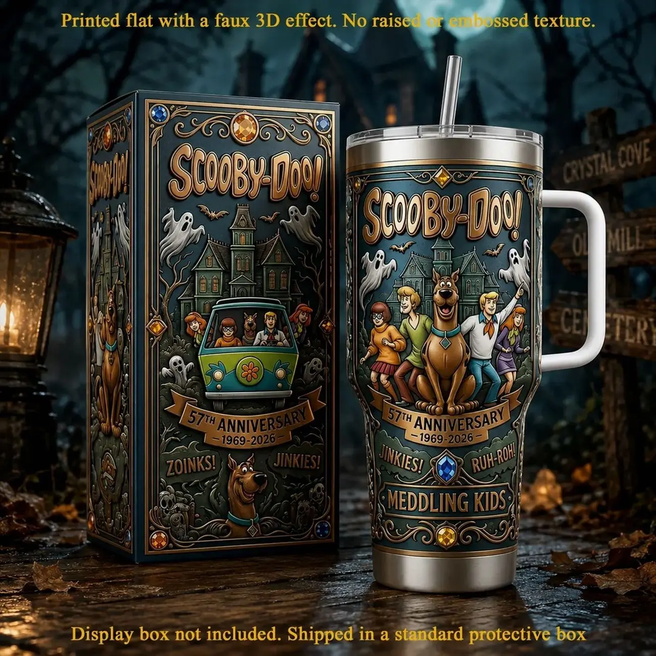 Scooby-Doo 57th Anniversary 1969–2026 40oz Tumbler With Handle, Premium Vacuum Insulated Stainless Steel Travel Mug, Mystery Inc. Collector's Edition Gift