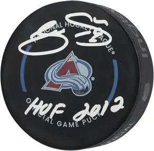 Joe Sakic Colorado Avalanche Autographed Official Game Puck with "HOF 2012" Inscription - Fanatics Authentic Certified