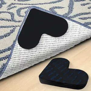 LMMAKE Non-Slip Rug Grippers & Tape Reusable Washable Dual-Sided Adhesive for Hardwood Tile Marble Floors No Residue Anti-Curling Rug Stoppers Perfect for Bathrooms Pet Areas High-Traffic Spaces 4Pcs 8Pcs