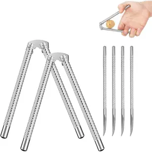 2Pcs Stainless Steel Nut Cracker Tool Set with 4 Picks, Silvery Nut Cracker for Walnut and Seafood Cracking