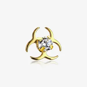 Golden Biohazard Sparkle Dermal Anchor Top