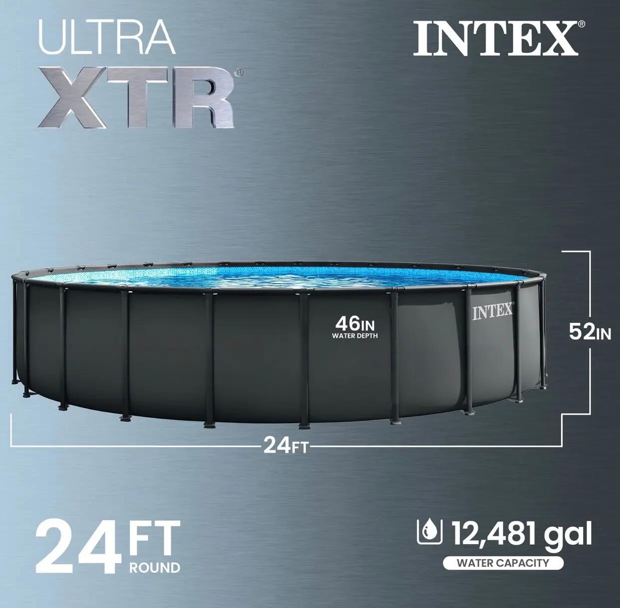 INTEX Ultra XTR 24ft x 52in Round Frame Above Ground Swimming Pool Set with Pump