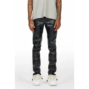 Ricky Black Slim Fit Faux Leather Pant