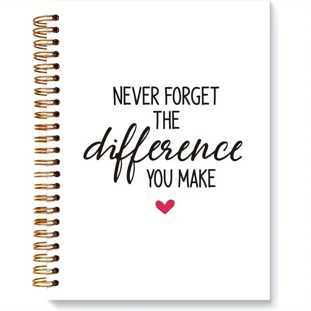 1 pc Never Forget the Difference You Make Notebook Journal, Appreciation Gifts Thank You Gifts for Women Men Coworkers Teacher Mentor Boss Coach Manager, Spiral Notebook A5 with 50 pages