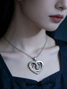 Heart-shaped moon pendant necklace for my daughter, Bohemian style birthday gift for daughter