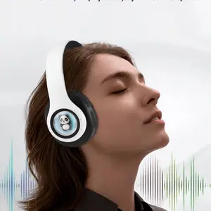 Bluetooth Wireless Panda Bass Headphone 5.3 Head On Earphones Bass Video Game Headphone With Colorful RGB Light Audio Headset headphones bluetooth audifonos bluetooth noisecancellingheadphones Portable Charging Space Electronic Rechargeable Black
