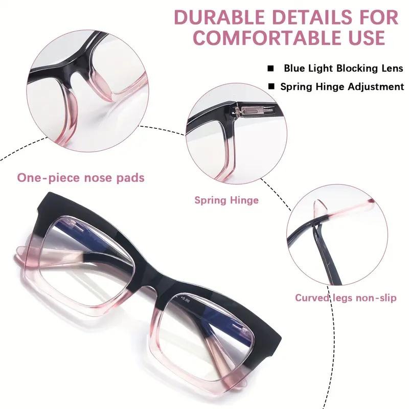 Fashionable Women's Reading Glasses Blue Light Blocking Computer Square
