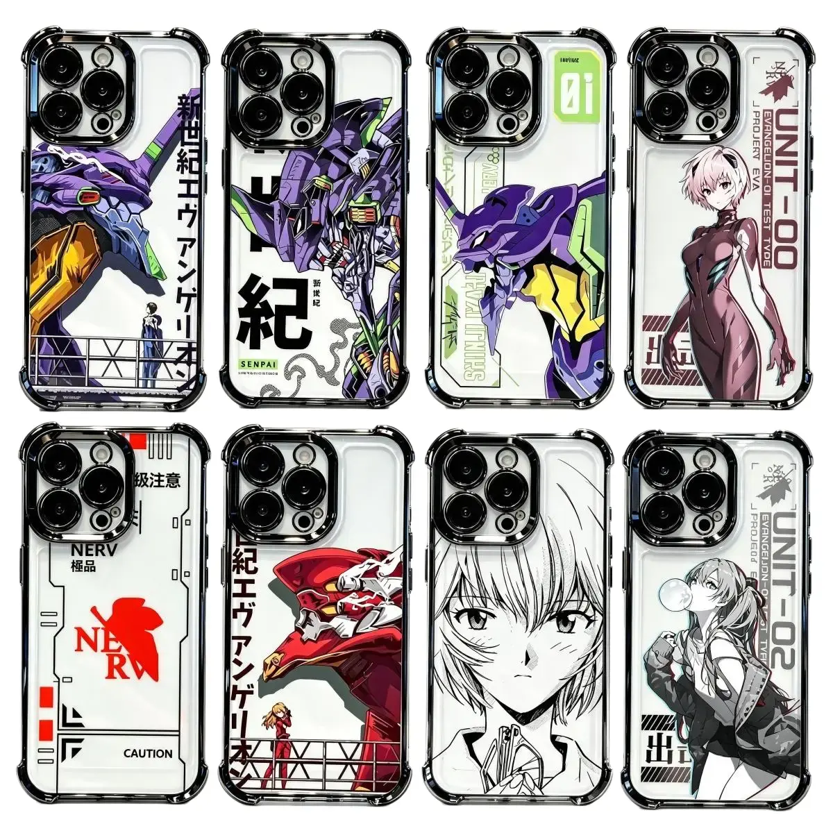 Electroplated Clear N-Neon G-Genesis E-Evangelion Case   for iPhone 17, 16, 15, 14, 13, 12, 11 Pro Air Plus ProMax and Samsung S26-S20 Ultra Plus FE shock-absorbing phone cases, fashionable gift.