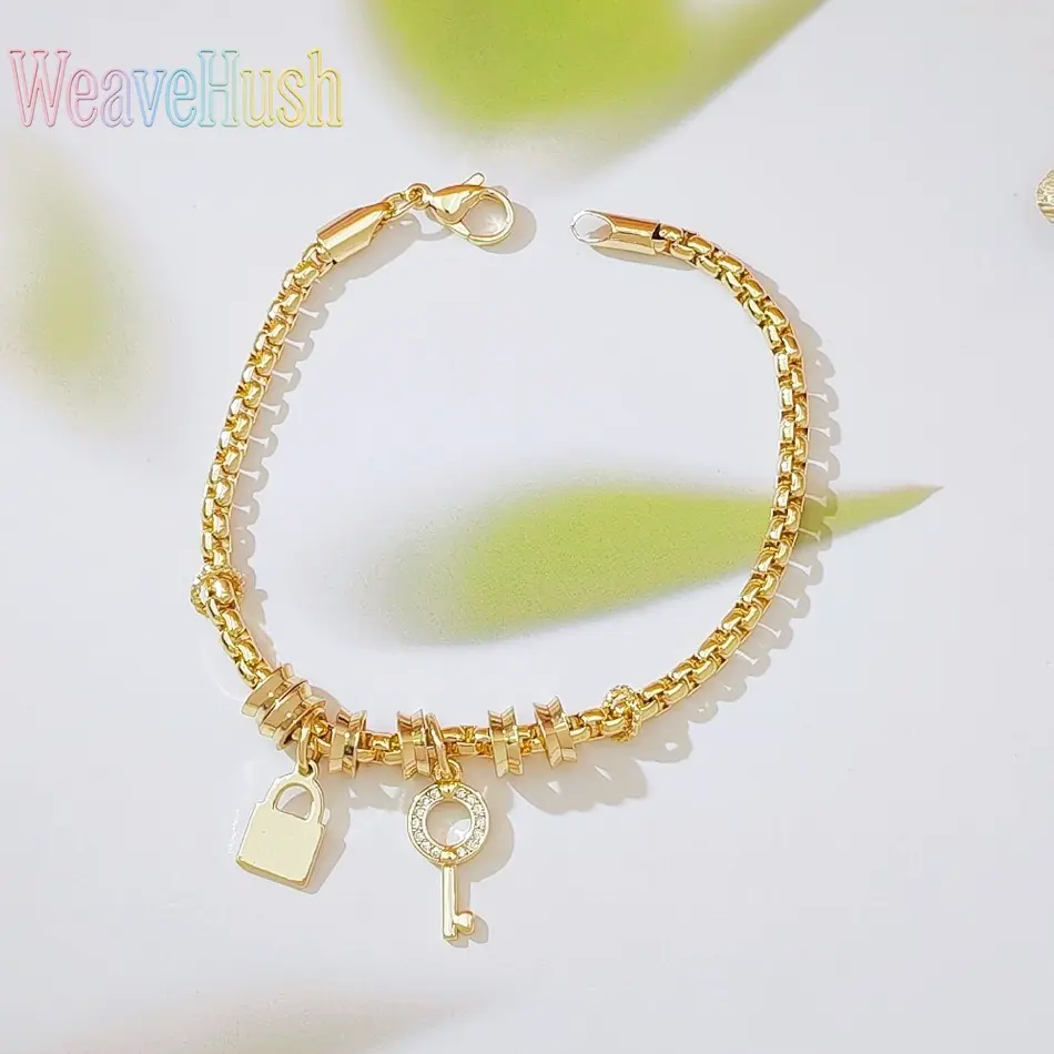 High-End Chain Wrist Jewelry for Women, Light Luxury Style with Lock Charm, Statement Piece for Party and Gifting, Bracelet, Female, Lock-Key Charm, Elegant, One-Piece