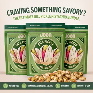 Joon Dill Pickle Pistachios In Shell 3-Pack, Tangy Dill & Lime Gourmet California Pistachios, 4.5 oz Each, Protein Crunchy Snack, No Seed Oils