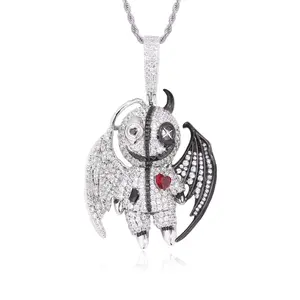 【#P820】Angel and Devil Pendant UCCIYO Lab-Created Moissanite S925 Sterling Silver Moissanite Pendant Necklace For Women Men Hip Hop Jewelry Gift