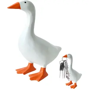 Desk Goose 7 Inches – Magnetic Goose Key Holder for Desktop, Cute Resin Goose Figurine with Strong Magnet Beak, Funny Animal Desk Ornament & Mini Desk Goose for Office & Home