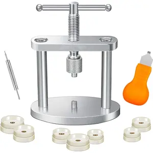 Watch Press Tool Set for Round Dials with Rotating Handle & Straight-Line Pressure System for Safe Battery Replacement and Repair DIYWatchFix