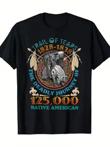 Trail Of Tears Native American T-Shirt - % Cotton Fit Casual Tee with Historical Tribal, Cultural Top for - Wear & Native American Events