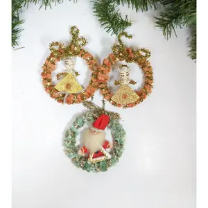 Vintage Chenille Pipe Cleaner Wreath Ornaments