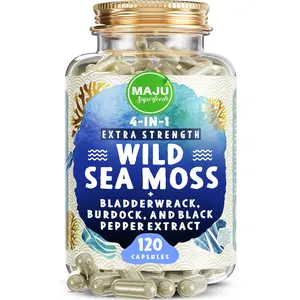 MAJU Wild Sea Moss Capsules (120ct) - Nutritious 4-in-1 Vitamin, Edible Dietary Health Supplement, Healthcare Fitness, Promote Bathroom Regularity
