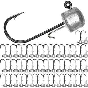 50 Pack Ned Rig Jig Hook Kits, Jig Heads for Soft Lures, Standard Fishing Jig Hooks, 3/8oz 1/8oz 1/6oz 1/4oz