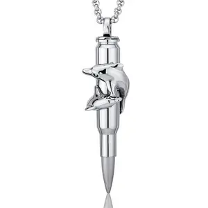 Dolphin Design Stainless Steel Bullet Necklace With Steel Ball Chain Daily Birthday Anniversary Female Male