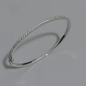 Top Quality Fashion Lovely Bangle Pure Sterling 925 Silver Jewelry For Women Design Bangle Cute Diamond Party Gift Jewelry Size6