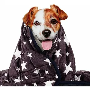 Weighted Blanket for Pets | Thunder Blanket for Dogs Anxiety | Premium Soft Minky | Relaxation & Calming & Anti Anxiety | Used in Car, Bed, Couch | Blue Grey Star, Washable Small (24"x32")